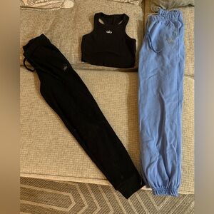 ALO Yoga Black and Blue Activewear Trio